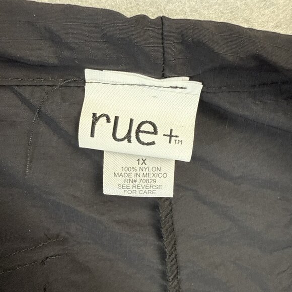 RUE Plus Parachute Pants Size 1X Black Pockets Pull Strings Y2K 100% Nylon 50x30 - Picture 6 of 8
